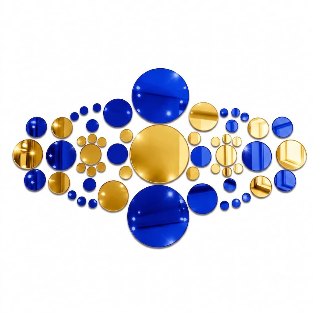 Set x56 Espejos circulares Azul y Oro - Imagen 2
