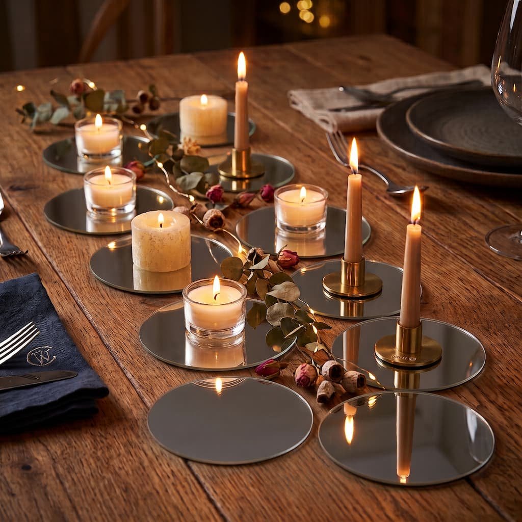6 Espejos circulares Plateados X 14cm - Imagen 2