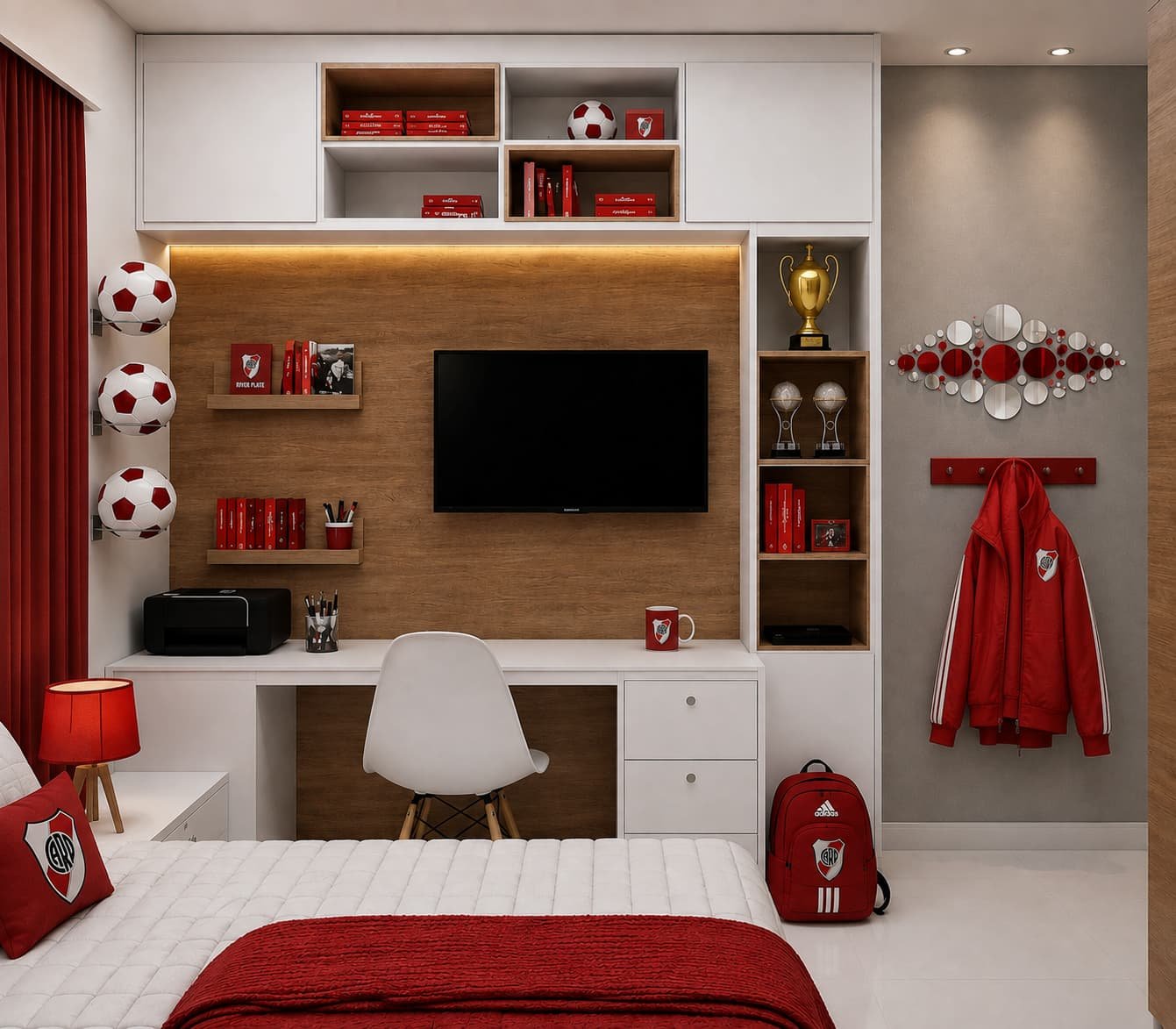 Set x56 Espejos circulares Rojo y Plata - Imagen 2