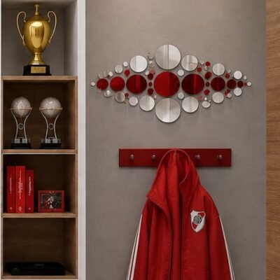 Set x56 Espejos circulares Rojo y Plata