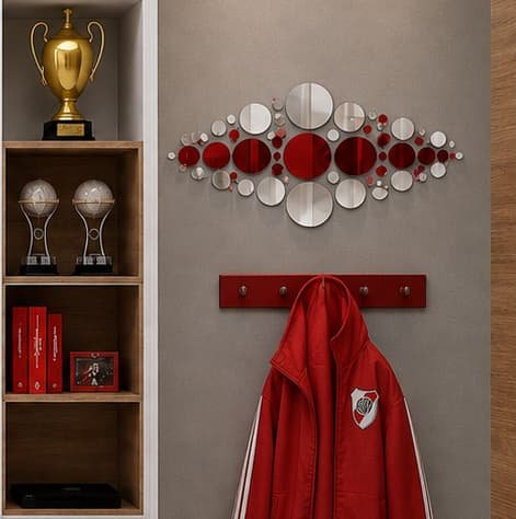 Set x56 Espejos circulares Rojo y Plata
